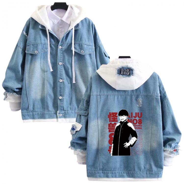 KAIJU NUMBER EIGHT anime stitching denim jacket top sweater from S to 4XL