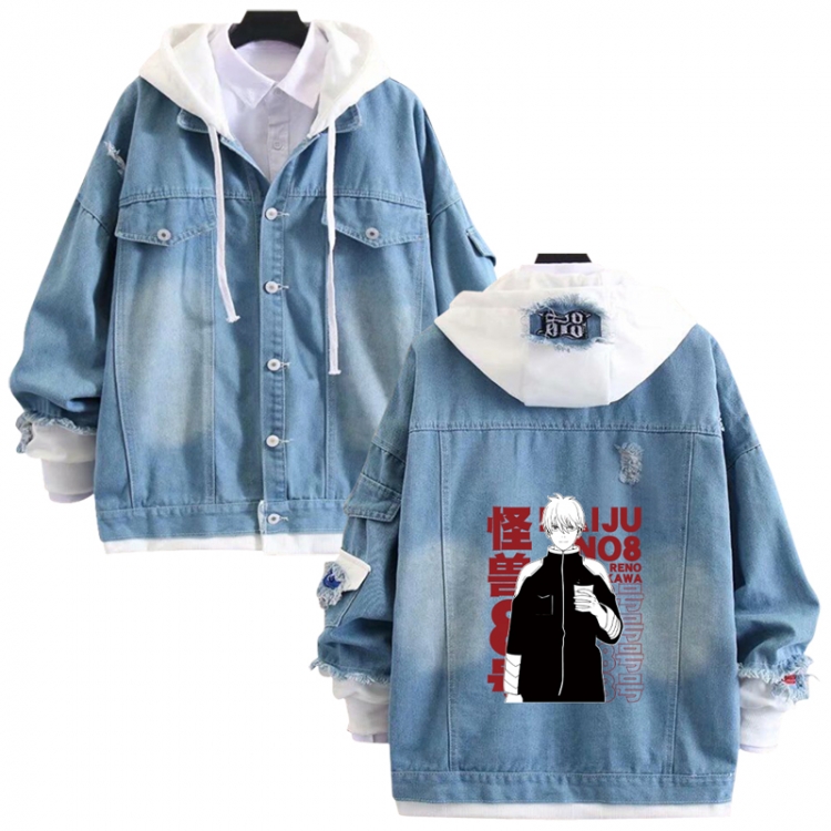 KAIJU NUMBER EIGHT anime stitching denim jacket top sweater from S to 4XL