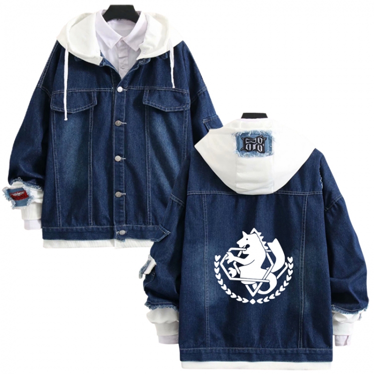 Fullmetal Alchemist anime stitching denim jacket top sweater from S to 4XL