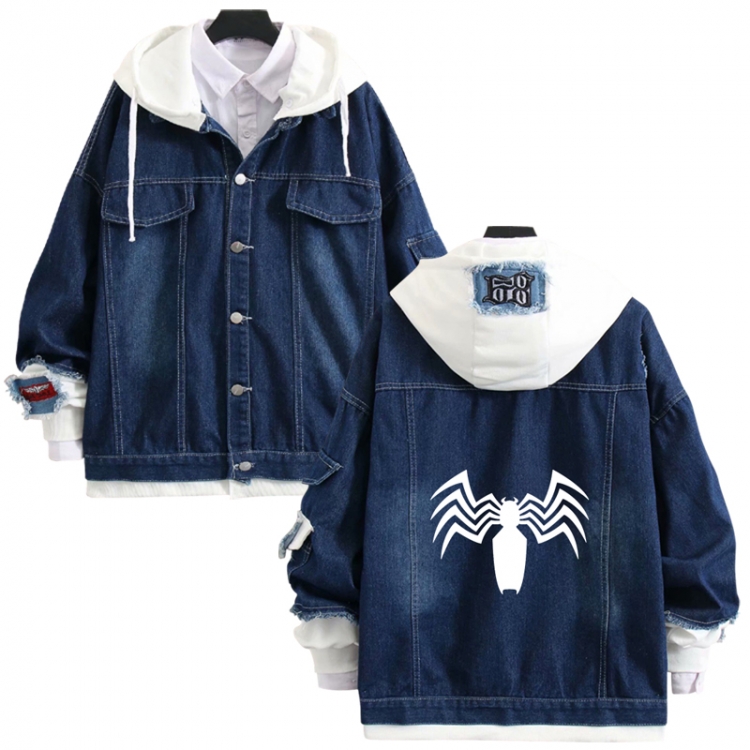 venom anime stitching denim jacket top sweater from S to 4XL