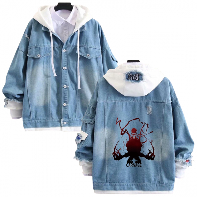 venom anime stitching denim jacket top sweater from S to 4XL