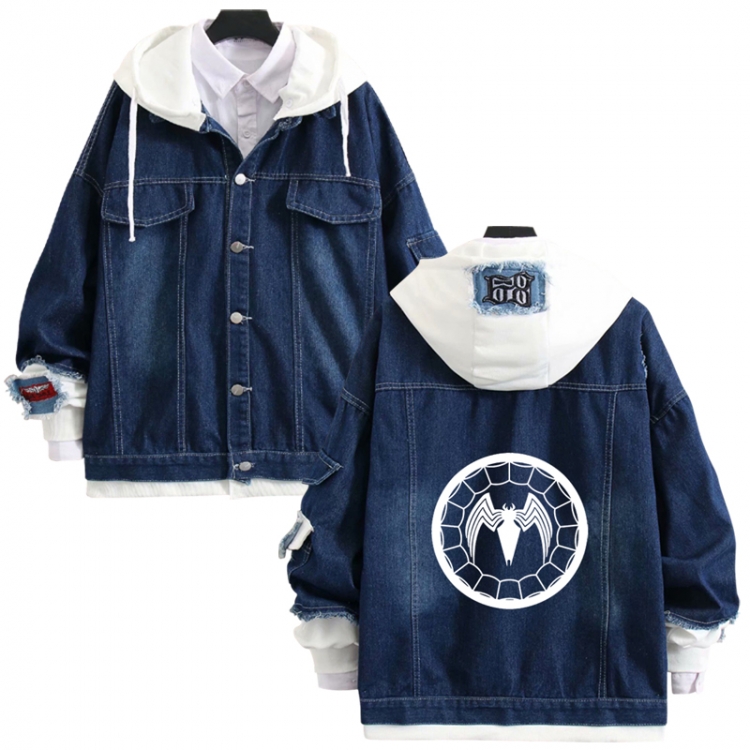 venom anime stitching denim jacket top sweater from S to 4XL