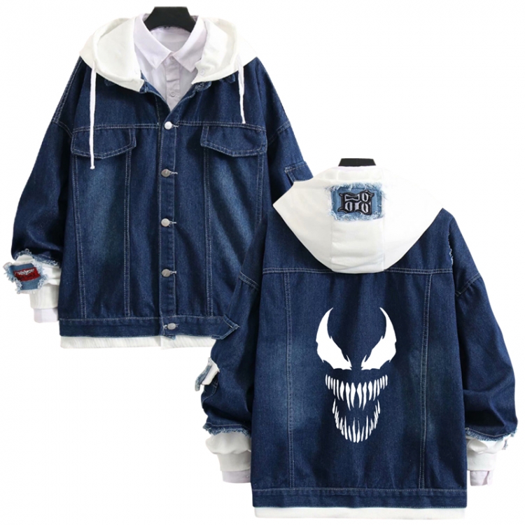 venom anime stitching denim jacket top sweater from S to 4XL