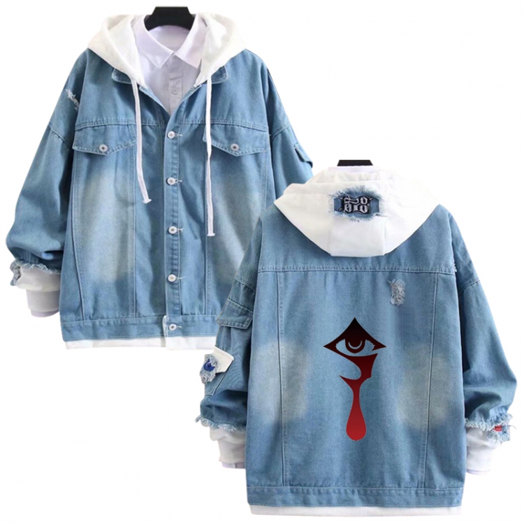 HellSing anime stitching denim jacket top sweater from S to 4XL