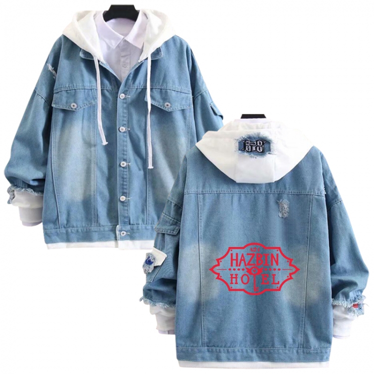 Hazbin Hotel anime stitching denim jacket top sweater from S to 4XL