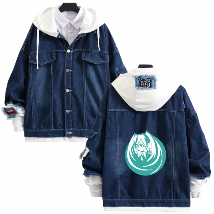 Hatsune Miku anime stitching denim jacket top sweater from S to 4XL