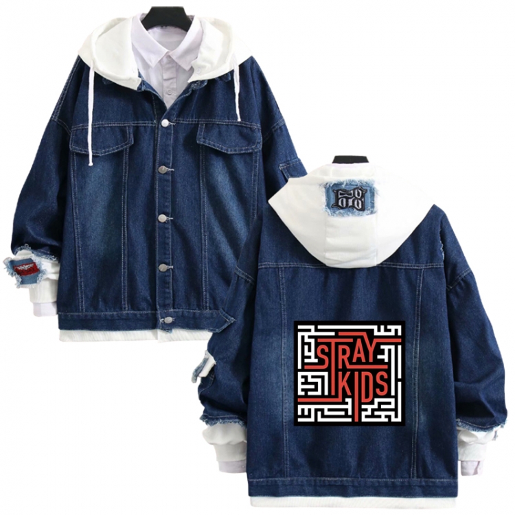 straykids anime stitching denim jacket top sweater from S to 4XL