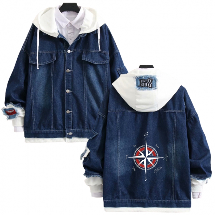 straykids anime stitching denim jacket top sweater from S to 4XL