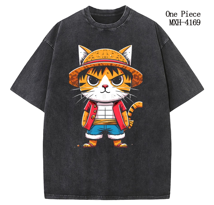 One Piece Anime peripheral pure cotton washed and worn T-shirt from S to 2XL