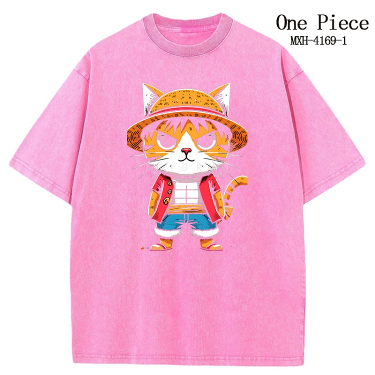 One Piece Anime peripheral pure cotton washed and worn T-shirt from S to 2XL