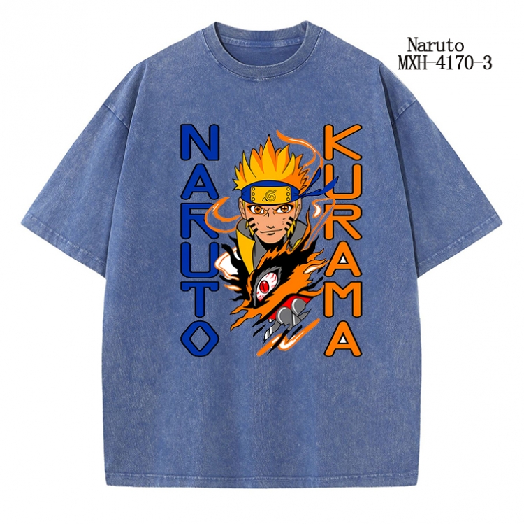 Naruto Anime peripheral pure cotton washed and worn T-shirt from S to 2XL