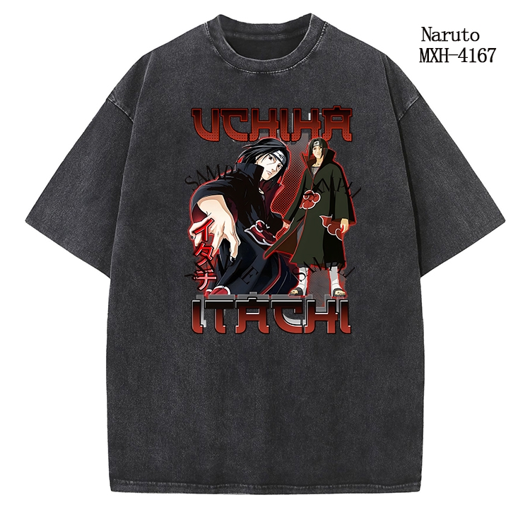 Naruto Anime peripheral pure cotton washed and worn T-shirt from S to 2XL