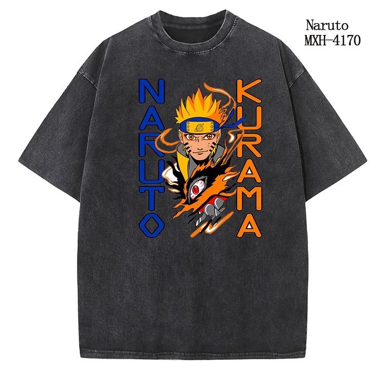 Naruto Anime peripheral pure cotton washed and worn T-shirt from S to 2XL