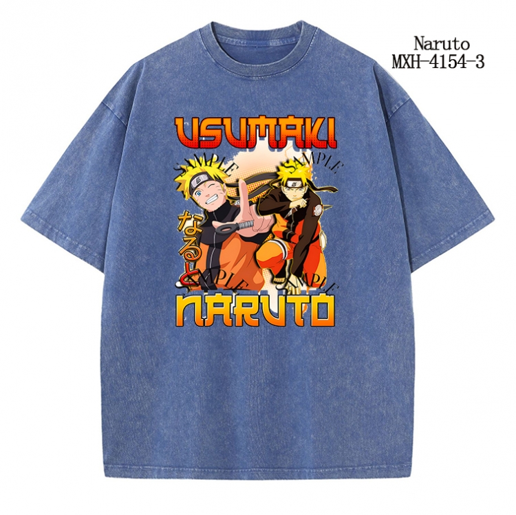 Naruto Anime peripheral pure cotton washed and worn T-shirt from S to 2XL