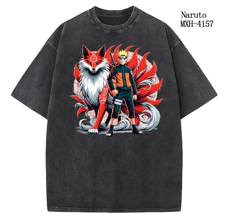 Naruto Anime peripheral pure cotton washed and worn T-shirt from S to 2XL