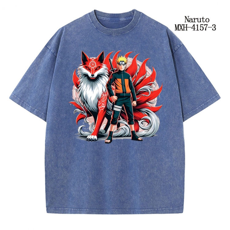 Naruto Anime peripheral pure cotton washed and worn T-shirt from S to 2XL