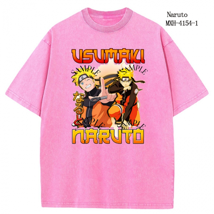 Naruto Anime peripheral pure cotton washed and worn T-shirt from S to 2XL