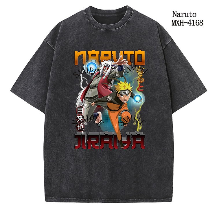 Naruto Anime peripheral pure cotton washed and worn T-shirt from S to 2XL