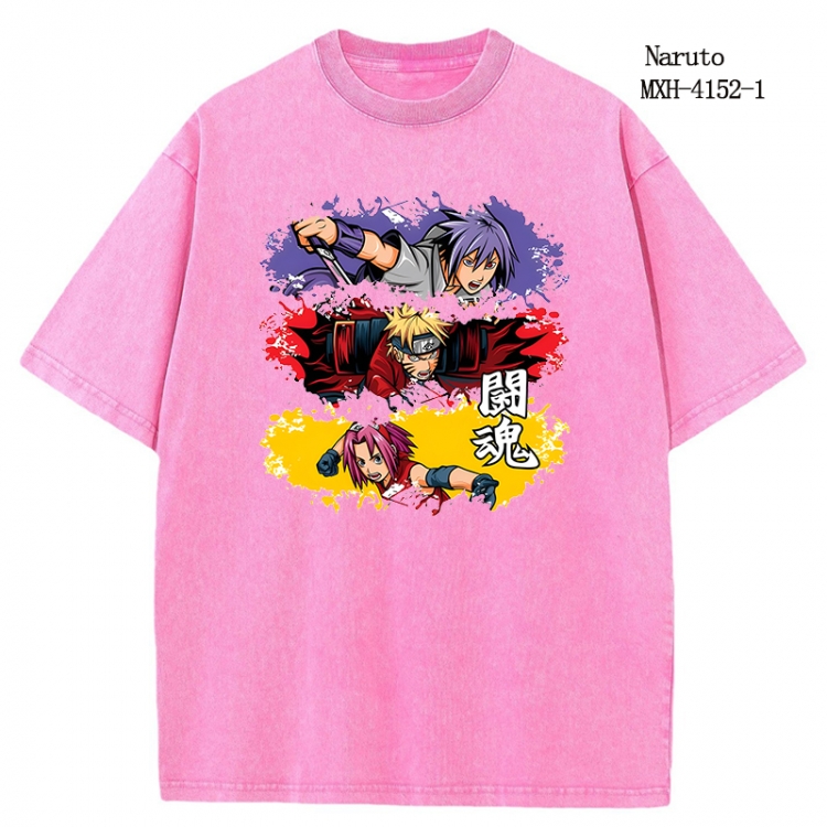 Naruto Anime peripheral pure cotton washed and worn T-shirt from S to 2XL