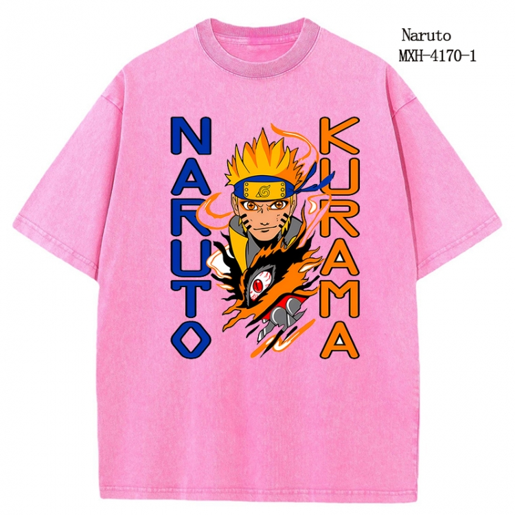 Naruto Anime peripheral pure cotton washed and worn T-shirt from S to 2XL