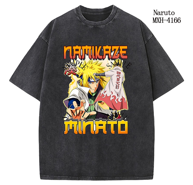 Naruto Anime peripheral pure cotton washed and worn T-shirt from S to 2XL