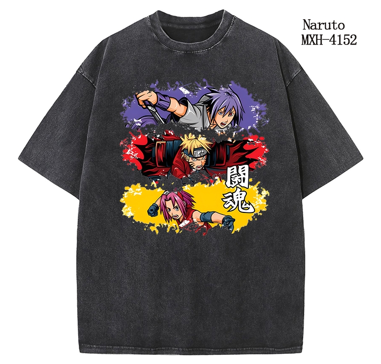 Naruto Anime peripheral pure cotton washed and worn T-shirt from S to 2XL