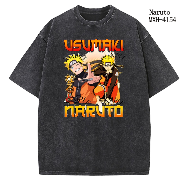 Naruto Anime peripheral pure cotton washed and worn T-shirt from S to 2XL