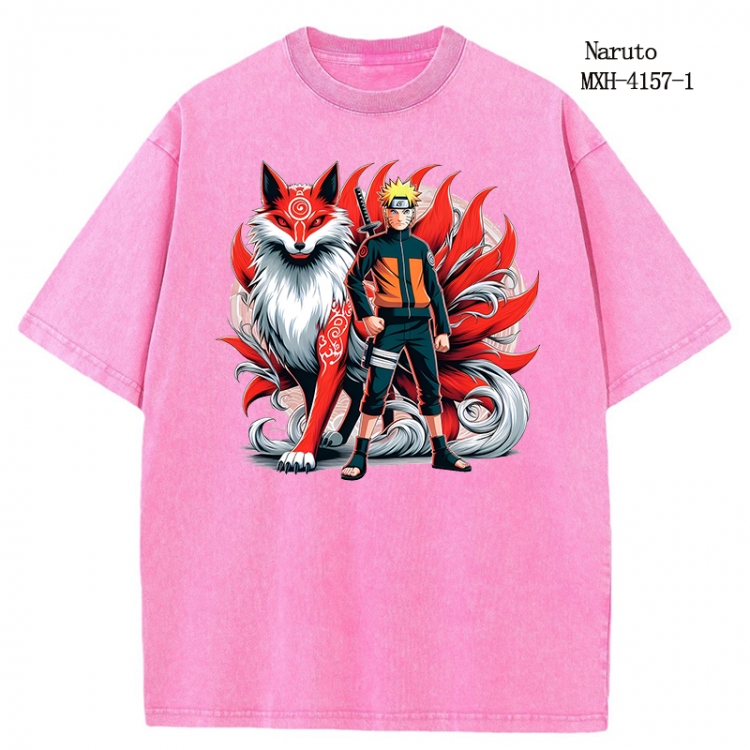 Naruto Anime peripheral pure cotton washed and worn T-shirt from S to 2XL