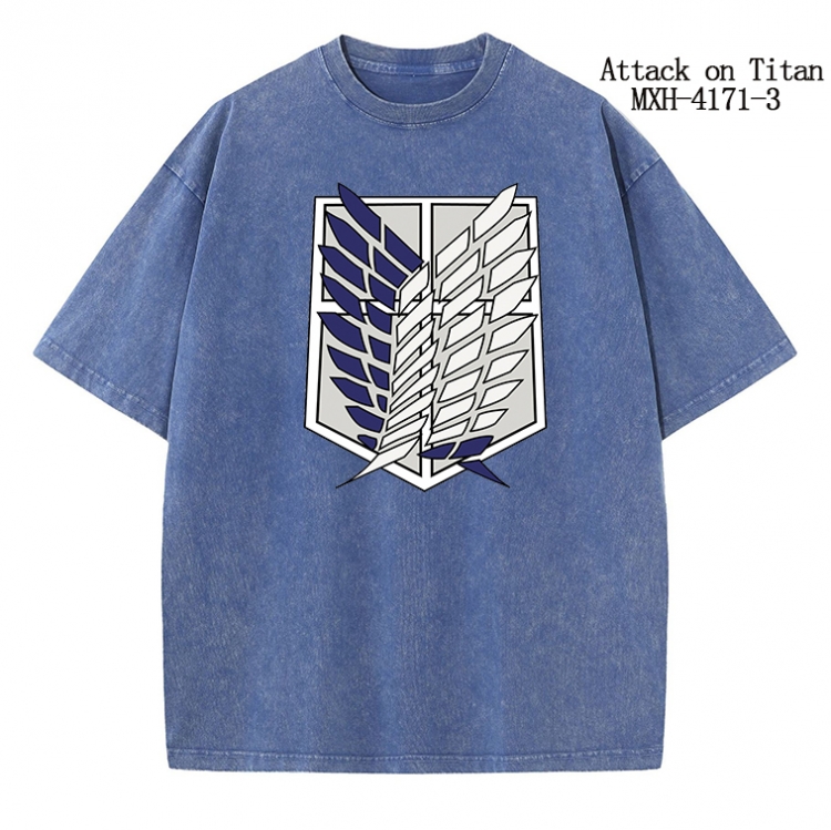 Shingeki no Kyojin Anime peripheral pure cotton washed and worn T-shirt from S to 2XL