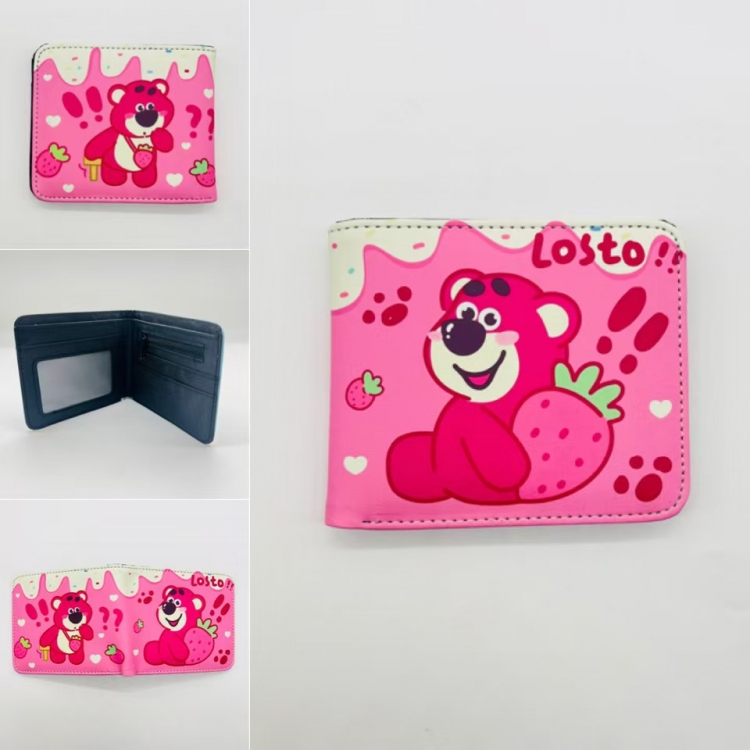 Strawberry Bear Full color Two fold short card case wallet 11X9.5CM  