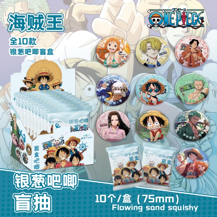 One Piece Anime peripheral badge blind box chest badge flash card set boxed 75mm a set of 10