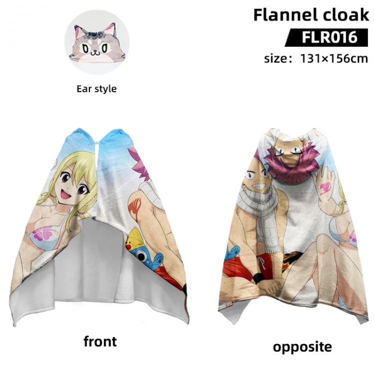 Fairy tail Anime flannel cape jacket 131X156CM FLR016