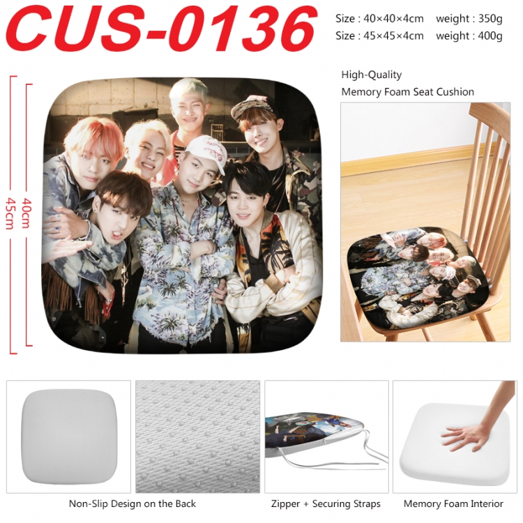 BTS Anime full-color pressure cushion 45x45x4cm CUS-0136