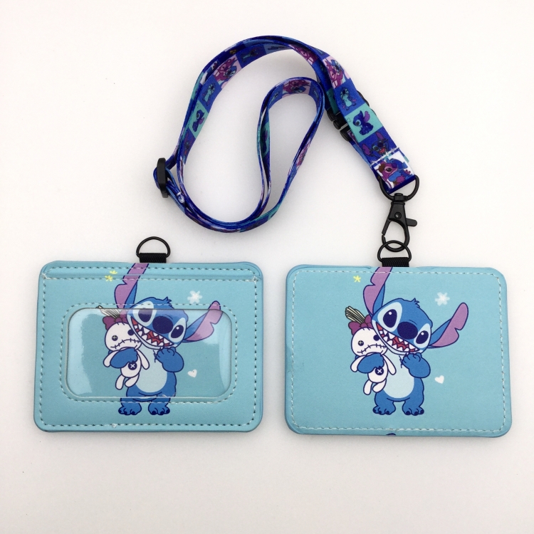 Lilo & Stitch PU leather storage card holder hanging rope two-piece set bus card holder 10X7.5CM 35g price for 5 pcs