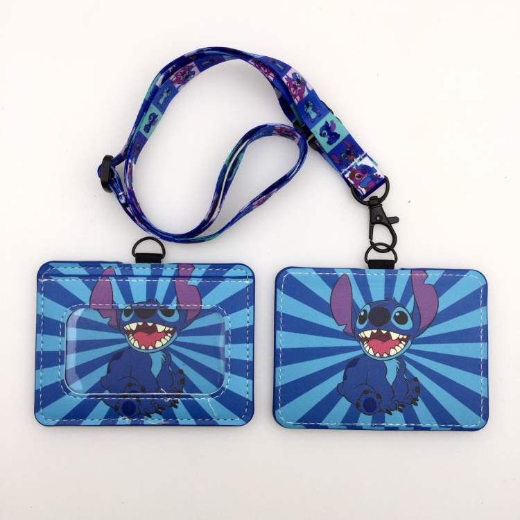 Lilo & Stitch PU leather storage card holder hanging rope two-piece set bus card holder 10X7.5CM 35g price for 5 pcs