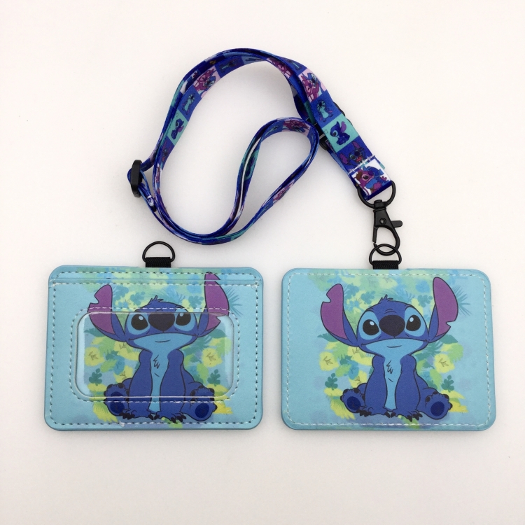 Lilo & Stitch PU leather storage card holder hanging rope two-piece set bus card holder 10X7.5CM 35g price for 5 pcs