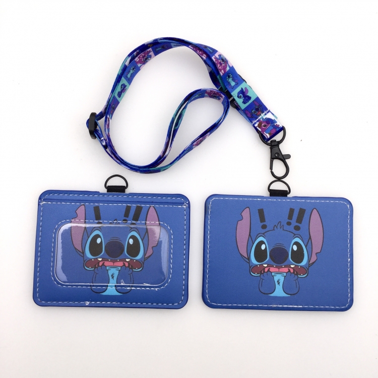 Lilo & Stitch PU leather storage card holder hanging rope two-piece set bus card holder 10X7.5CM 35g price for 5 pcs