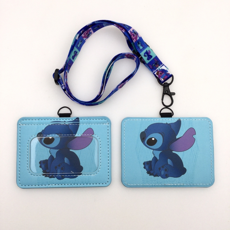 Lilo & Stitch PU leather storage card holder hanging rope two-piece set bus card holder 10X7.5CM 35g price for 5 pcs