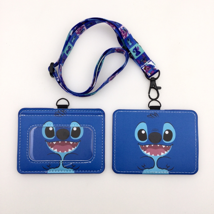 Lilo & Stitch PU leather storage card holder hanging rope two-piece set bus card holder 10X7.5CM 35g price for 5 pcs