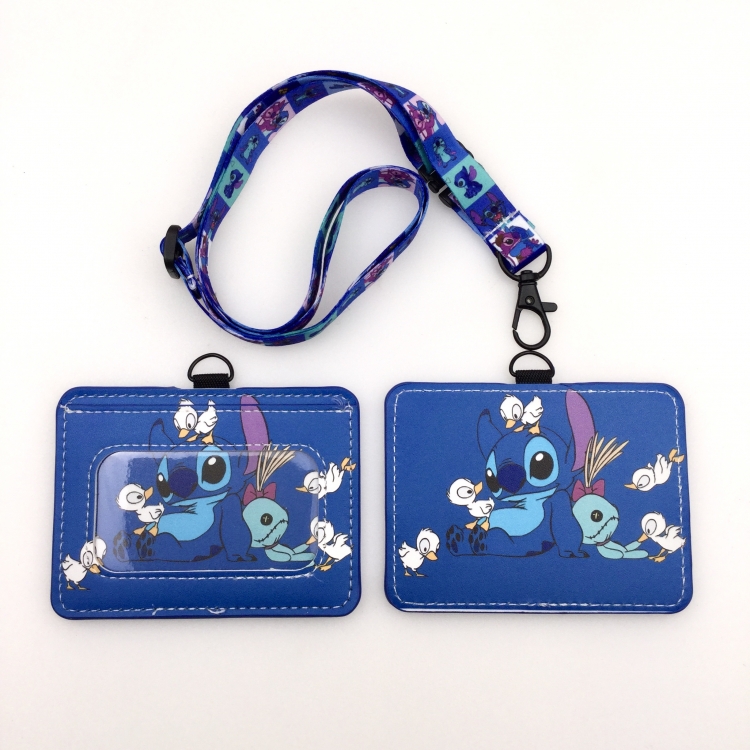 Lilo & Stitch PU leather storage card holder hanging rope two-piece set bus card holder 10X7.5CM 35g price for 5 pcs