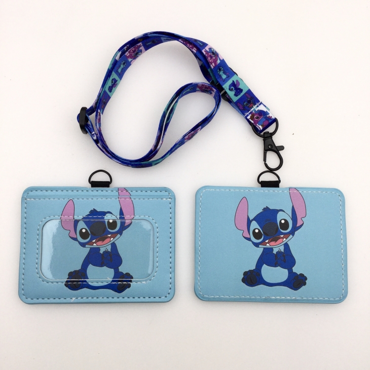 Lilo & Stitch PU leather storage card holder hanging rope two-piece set bus card holder 10X7.5CM 35g price for 5 pcs