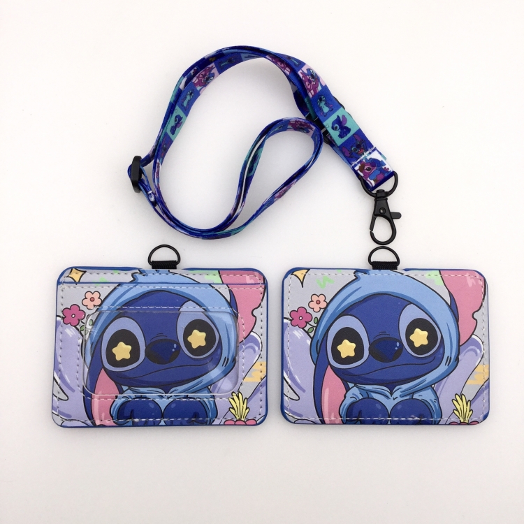 Lilo & Stitch PU leather storage card holder hanging rope two-piece set bus card holder 10X7.5CM 35g price for 5 pcs