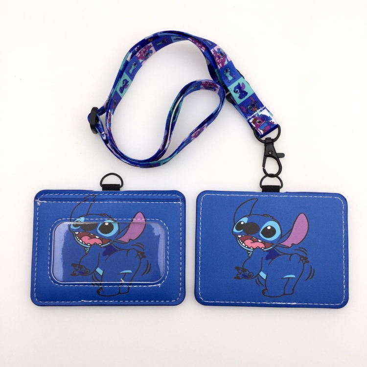 Lilo & Stitch PU leather storage card holder hanging rope two-piece set bus card holder 10X7.5CM 35g price for 5 pcs