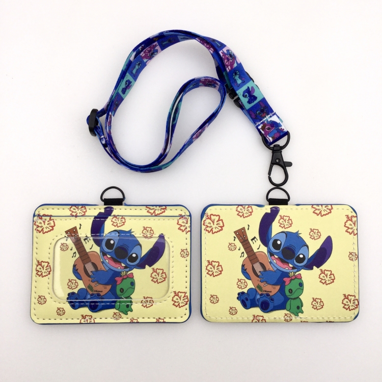 Lilo & Stitch PU leather storage card holder hanging rope two-piece set bus card holder 10X7.5CM 35g price for 5 pcs