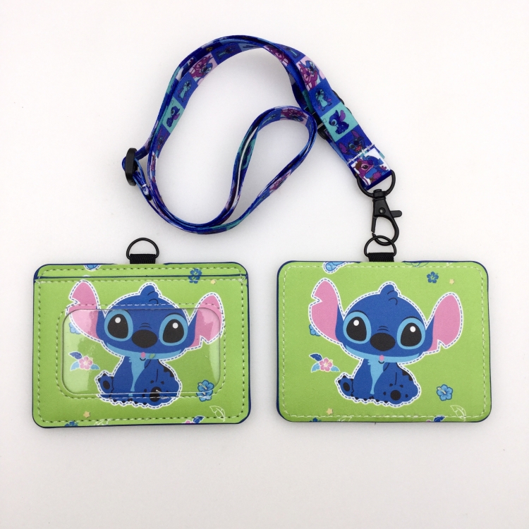 Lilo & Stitch PU leather storage card holder hanging rope two-piece set bus card holder 10X7.5CM 35g price for 5 pcs