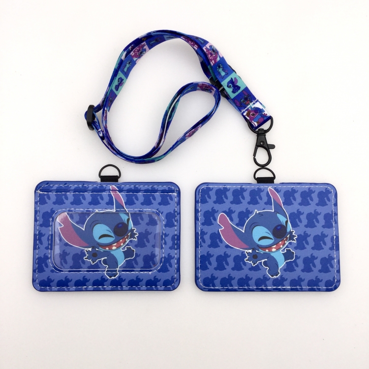 Lilo & Stitch PU leather storage card holder hanging rope two-piece set bus card holder 10X7.5CM 35g price for 5 pcs