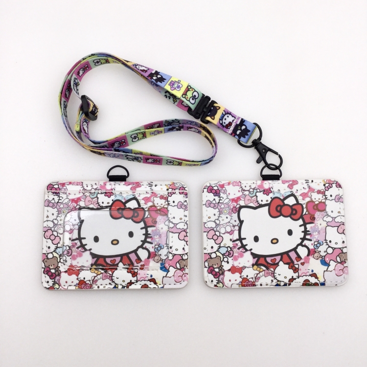 Hello Kitty PU leather storage card holder hanging rope two-piece set bus card holder 10X7.5CM 35g price for 5 pcs