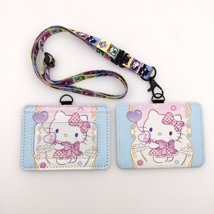 Hello Kitty PU leather storage card holder hanging rope two-piece set bus card holder 10X7.5CM 35g price for 5 pcs