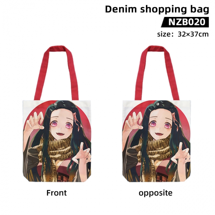 Demon Slayer Kimets Anime denim shopping bag handbag 32X37CM NZB020