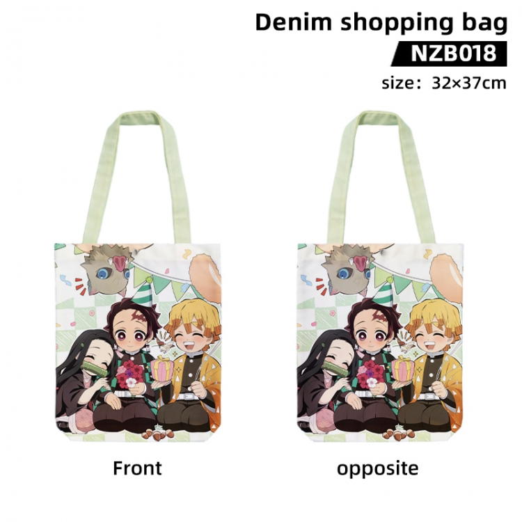 Demon Slayer Kimets Anime denim shopping bag handbag 32X37CM NZB018